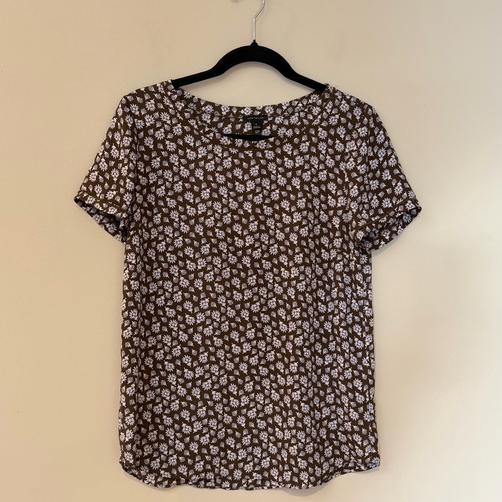 Ann Taylor Green Floral Blouse
